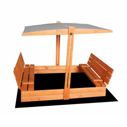 Immutatud puidust liivakast katusega, 140×140 cm (hall)