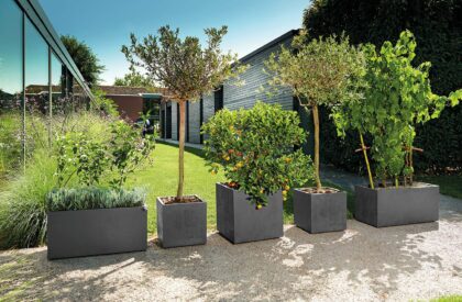 Lillepott veepaagi ja ratastega, 49 cm, Antratsiit