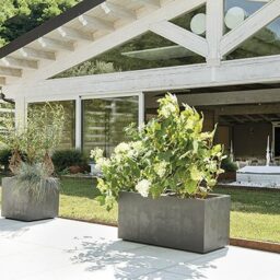 Lillepott veepaagi ja ratastega, 49 cm, Antratsiit