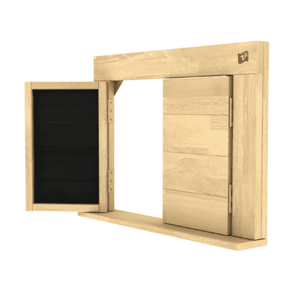 Puidust aknaluugid kriiditahvliga