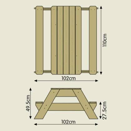 Kastidega laste piknikulaud ROBERTA