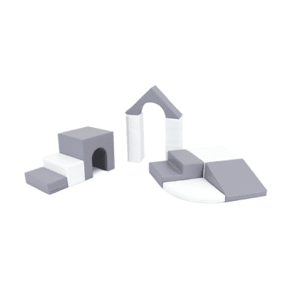 Pehmete mänguklotside komplekt TORN, valge/hall