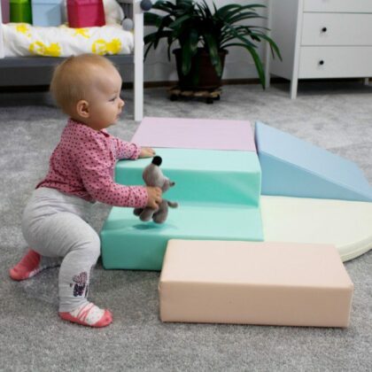 Pehmete mänguklotside komplekt VIIS, pastelne