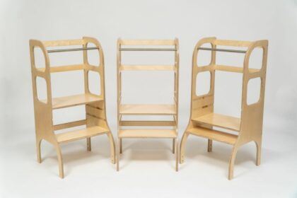 Laste puidust torntool, reguleeritava kõrgusega, valge