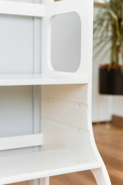 Laste puidust torntool, reguleeritava kõrgusega, valge