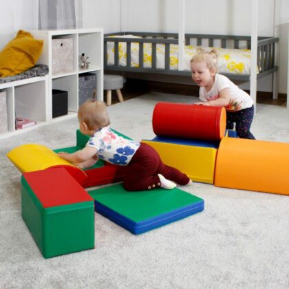 Pehmete mänguklotside komplekt VIKERKAAR, värviline-tume