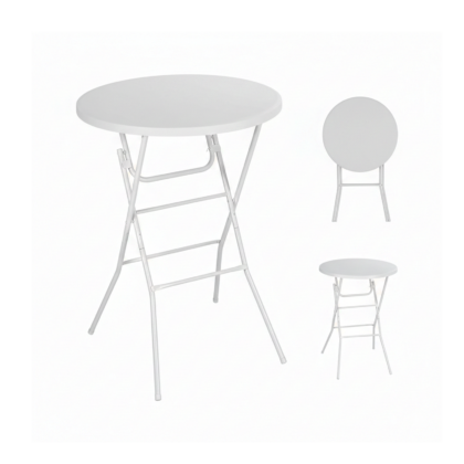 Ümmargune kokkupandav laud, 80 x 110 cm, valge