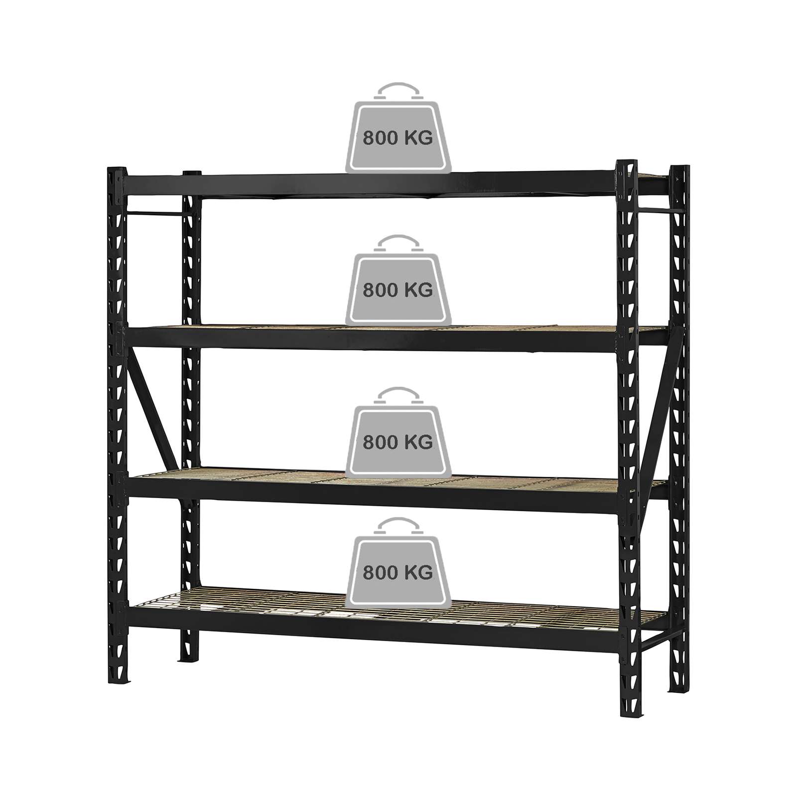 Sandeliavimo_lentyna_stelazas_183x196x61cm_800kg_juoda Metallist hoiuriiul, 183 x 196 x 61 cm, 800 kg, must - Image 1