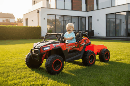 Laste elektriline bagi järelkäruga, punane - Image 2