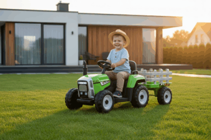 Laste elektritraktor järelkäruga, roheline - Image 2