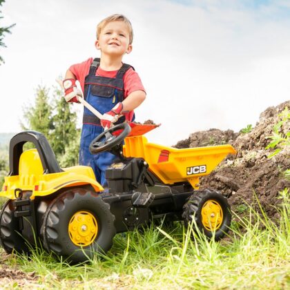 Pedaalidega traktor, JCB, kollane