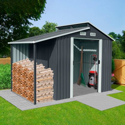 Metallist aiakuur küttepuude varjualusega, 5 m2