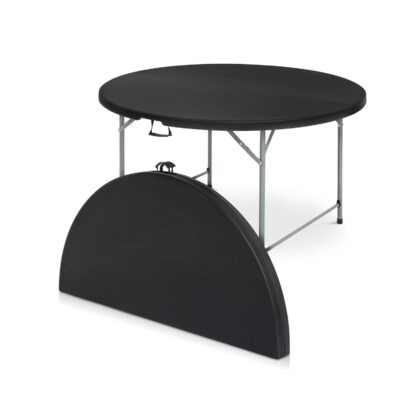 ümmargune kokkupandav laud, 122 x 74 cm, must