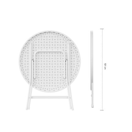 ümmargune kokkupandav laud, 80 x 74 cm, valge