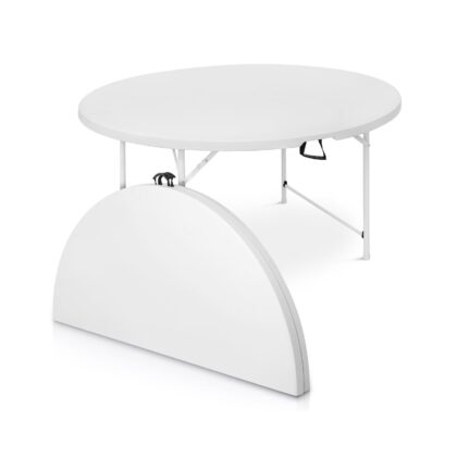ümmargune kokkupandav laud, 122 x 74 cm, valge